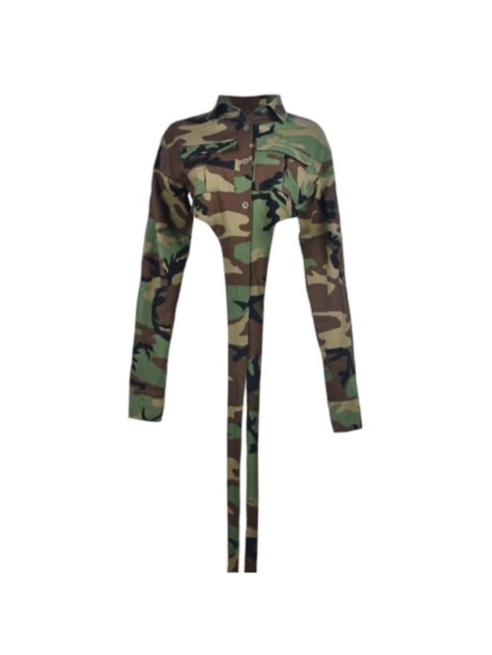 Womens Camo Button Down Cropped Denim Jean Jacket Casual Lapel Outwear